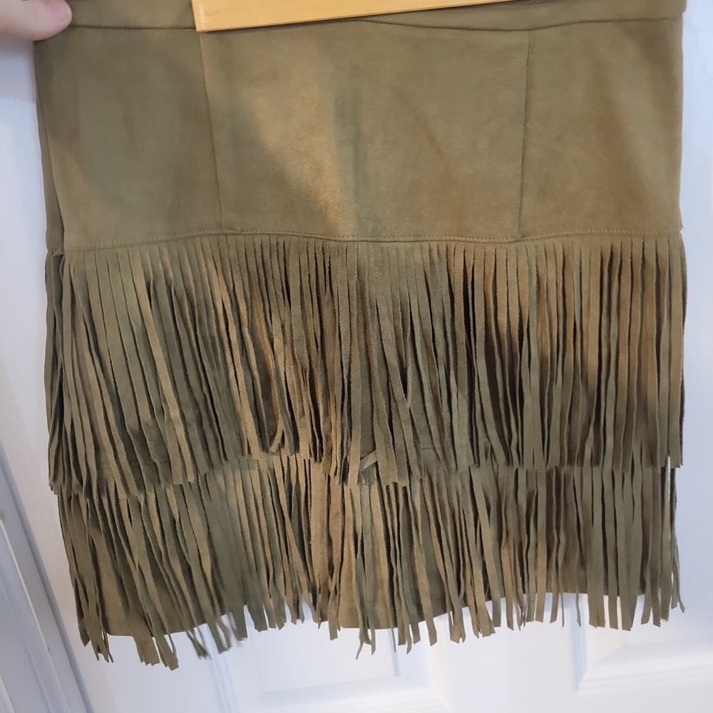 Altar'd State Khaki Fringe Mini Skirt